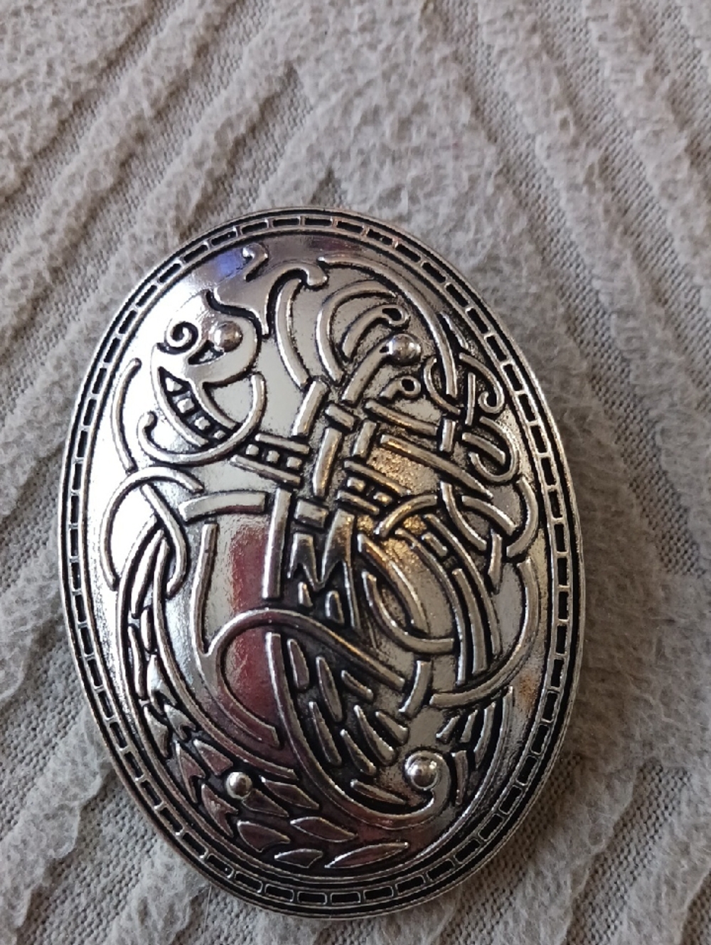 Oval Celtic Knot Silver-Tone Brooch